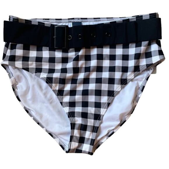 Gabifresh x Swimsuits for All Black White Gingham Belted Swim Bottom NWT Size 16 - Picture 1 of 6